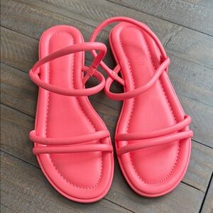 J. Crew Bright Coral Multi-Strap Slide Sandals